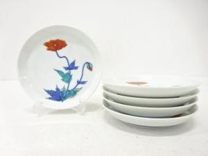 今泉今右衛門造　染錦　花　銘々皿5客揃